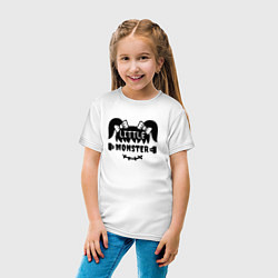 Футболка хлопковая детская Little monster - girl - пара, цвет: белый — фото 2