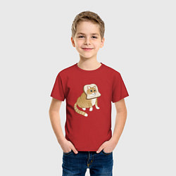 Футболка хлопковая детская Милый толстый котик-хлебушек, цвет: красный — фото 2