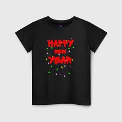 Детская футболка Happy New Year ярко-красным