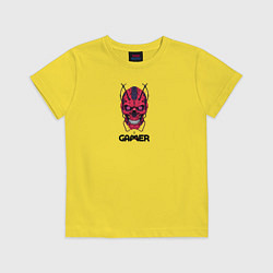 Детская футболка Череп геймера красный