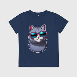 Детская футболка Модный летний кот в солнечных очках