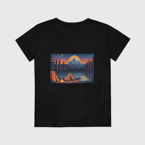 Детская футболка Палатка на берегу озера / Черный – фото 2
