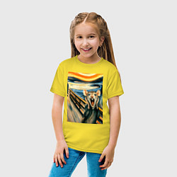 Футболка хлопковая детская Мышка кричит на картине Эдварда Мунка - мем искусс, цвет: желтый — фото 2