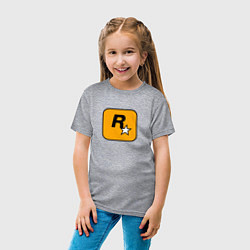 Футболка хлопковая детская Rockstar logo, цвет: меланж — фото 2