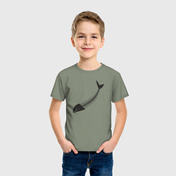 Футболка хлопковая детская Рыбный скелет, цвет: авокадо — фото 2