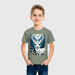 Футболка хлопковая детская Сказочный олененок, цвет: авокадо — фото 2