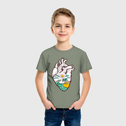 Футболка хлопковая детская Остров сердца, цвет: авокадо — фото 2