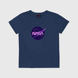 Футболка хлопковая детская NASA logo, цвет: тёмно-синий
