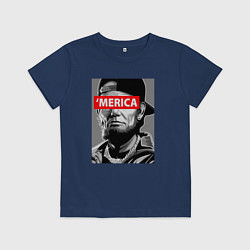 Футболка хлопковая детская Линкольн - Америка, цвет: тёмно-синий