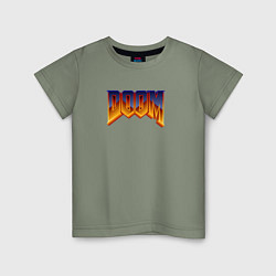 Футболка хлопковая детская Doom logotype, цвет: авокадо