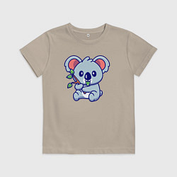 Футболка хлопковая детская Коала, цвет: миндальный