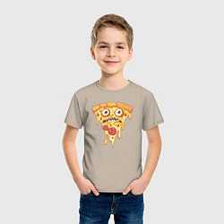 Футболка хлопковая детская Pizza face, цвет: миндальный — фото 2