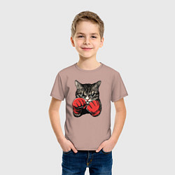 Футболка хлопковая детская Кот боксер, цвет: пыльно-розовый — фото 2