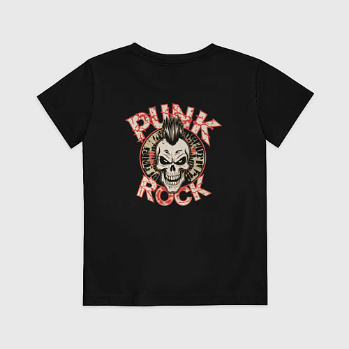 Детская футболка Панк рок на фоне черепа панка / Черный – фото 2