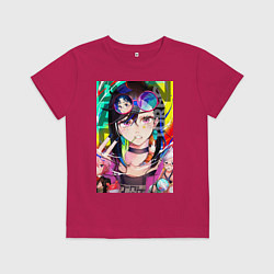 Футболка хлопковая детская Дандадан: Момо Аясэ, цвет: маджента
