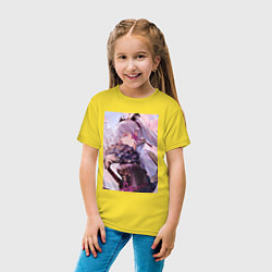 Футболка хлопковая детская Геншин Камисато Аяка, цвет: желтый — фото 2