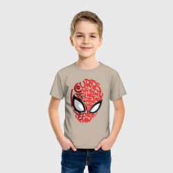 Футболка хлопковая детская Spider-Man text, цвет: миндальный — фото 2