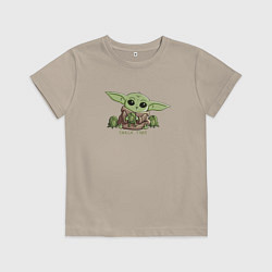 Футболка хлопковая детская Время перекуса, цвет: миндальный