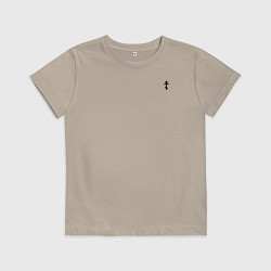 Детская футболка Кто к нам с мечом придет крест черный круглый текс