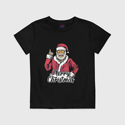Футболка хлопковая детская Christmas Santa, цвет: черный