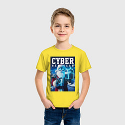 Футболка хлопковая детская Кибер новый год - неоновое свечение, цвет: желтый — фото 2
