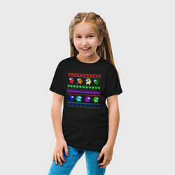 Футболка хлопковая детская Among Us - ornament ugly new year, цвет: черный — фото 2