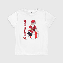 Футболка хлопковая детская Санта Клаус - Роблокс, цвет: белый