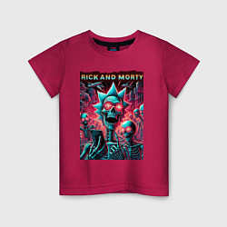 Детская футболка Rick and Morty - neon glow fantasy