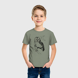 Футболка хлопковая детская Сова на ветке рисунок, цвет: авокадо — фото 2