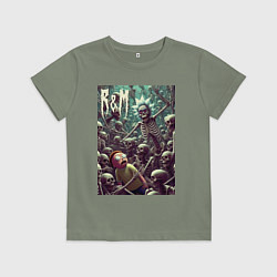Футболка хлопковая детская Морти попал в ад - нейроарт, цвет: авокадо