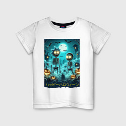 Детская футболка Rick and Morty skeletons - happy halloween