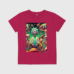 Детская футболка Рик и Морти под грибами - нейроарт