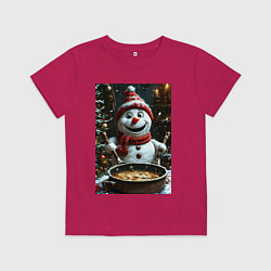 Детская футболка Снеговик ужинает