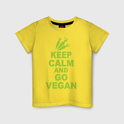 Футболка хлопковая детская Keep Calm & Go Vegan, цвет: желтый