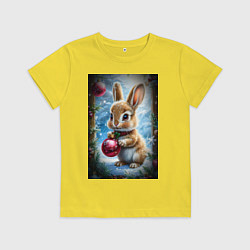 Детская футболка Зайчик с новогодними шариками