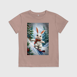 Детская футболка Зайчик на сноуборде
