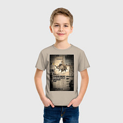 Футболка хлопковая детская Важные новости, цвет: миндальный — фото 2