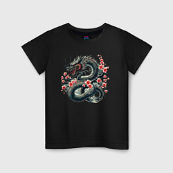 Детская футболка Japanese dragon and sakura - irezumi