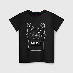 Футболка хлопковая детская Muse - cat rock, цвет: черный