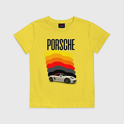 Детская футболка Автомобиль Porsche на фоне флага ФРГ