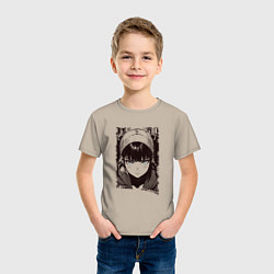 Футболка хлопковая детская Иллюстрация голубоглазой девушки, цвет: миндальный — фото 2