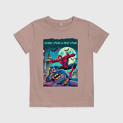 Футболка хлопковая детская Чувак паук против чувака летучей мыши - нейроарт п, цвет: пыльно-розовый