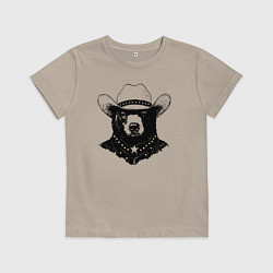 Детская футболка Медведь ковбой на диком западе