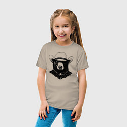 Футболка хлопковая детская Медведь ковбой на диком западе, цвет: миндальный — фото 2