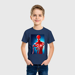 Футболка хлопковая детская Новый человек паук игра, цвет: тёмно-синий — фото 2