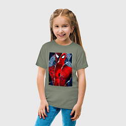 Футболка хлопковая детская Человек паук три паука, цвет: авокадо — фото 2