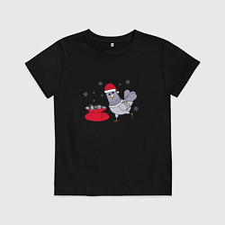 Футболка хлопковая детская Голубь и мешок семечек, цвет: черный