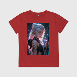 Футболка хлопковая детская Прекрасная девушка-эльф с луком, цвет: красный