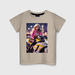 Детская футболка Barbie on a Kawasaki sports motorcycle