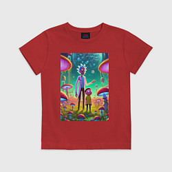 Детская футболка Morty and Rick on a neon planet
